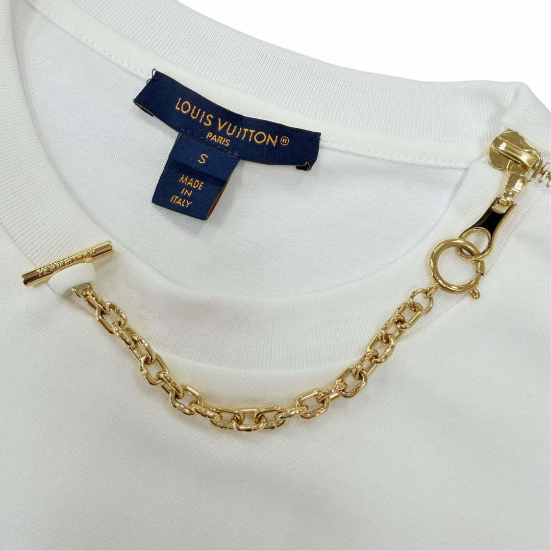 Excellent LOUIS VUITTON Short sleeve T-shirt Signature zipper detail white S