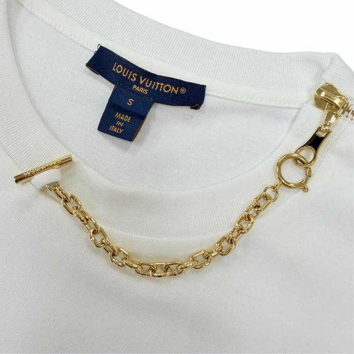 Excellent LOUIS VUITTON Short sleeve T-shirt Signature zipper detail white S