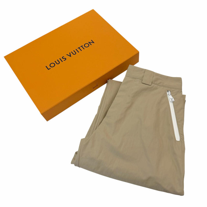 Excellent LOUIS VUITTON cargo pants Technical signature print gabardine beige 44