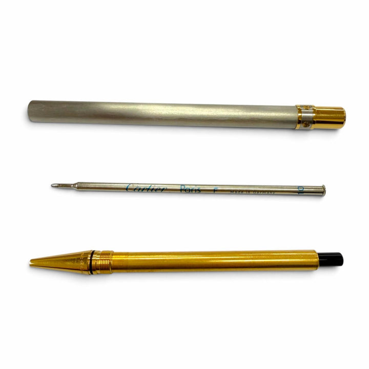 Excellent Cartier Ballpoint pen Santos Hairline twist type Silver mens