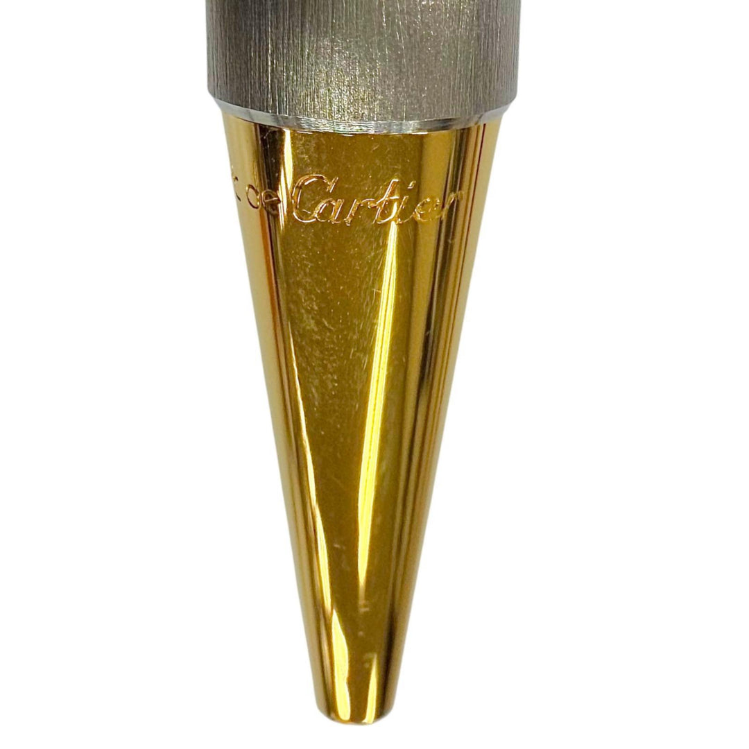 Excellent Cartier Ballpoint pen Santos Hairline twist type Silver mens