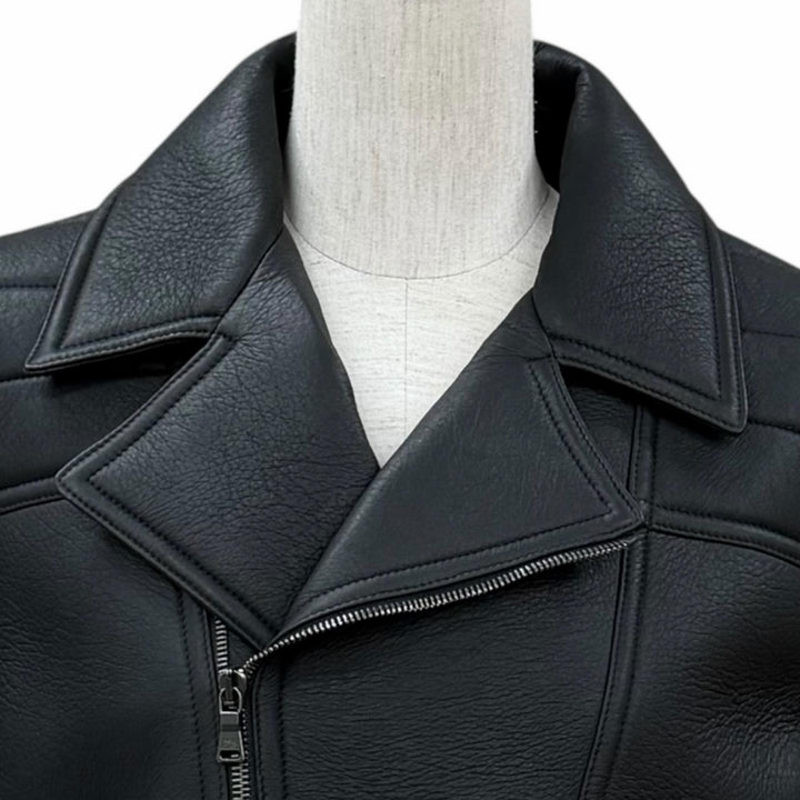 Excellent NEIL BARRETT Jacket Docking layered design black leather Women L