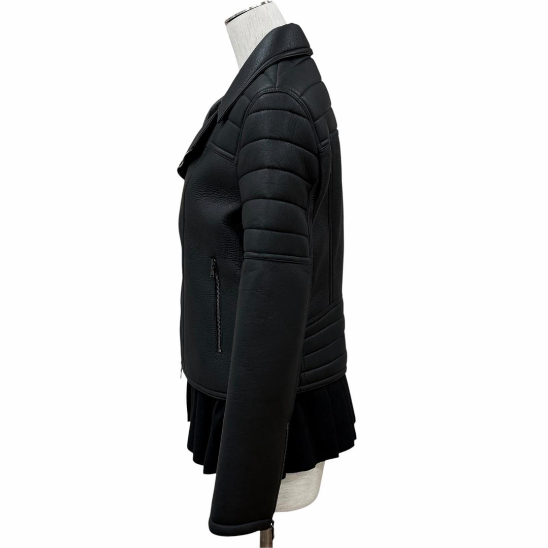 Excellent NEIL BARRETT Jacket Docking layered design black leather Women L