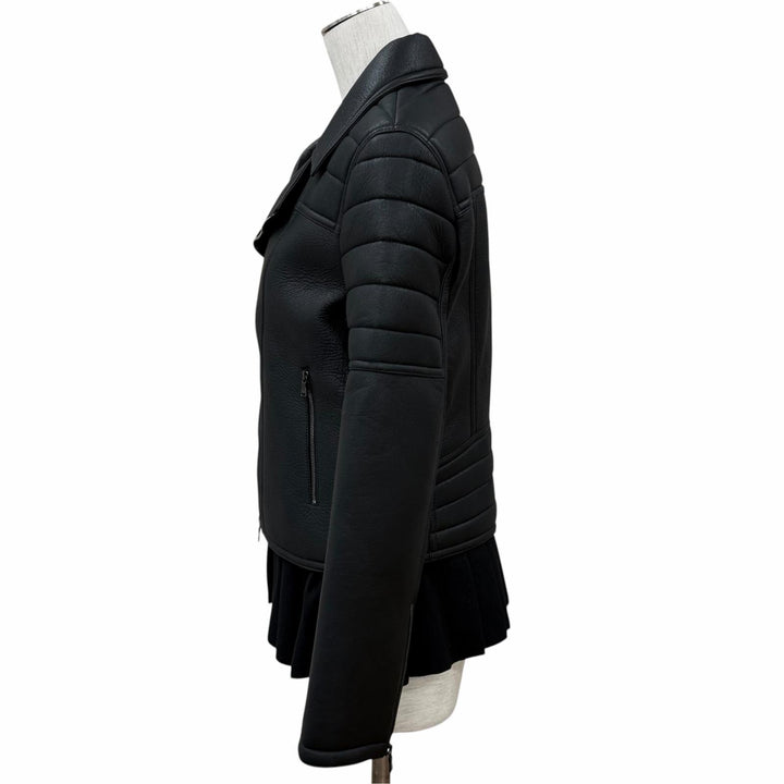 Excellent NEIL BARRETT Jacket Docking layered design black leather Women L