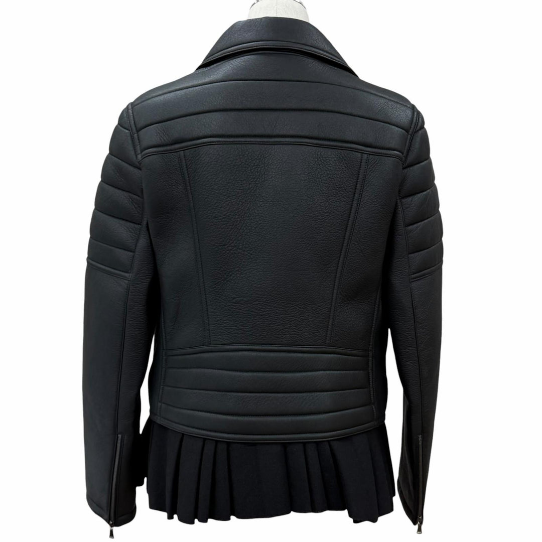 Excellent NEIL BARRETT Jacket Docking layered design black leather Women L