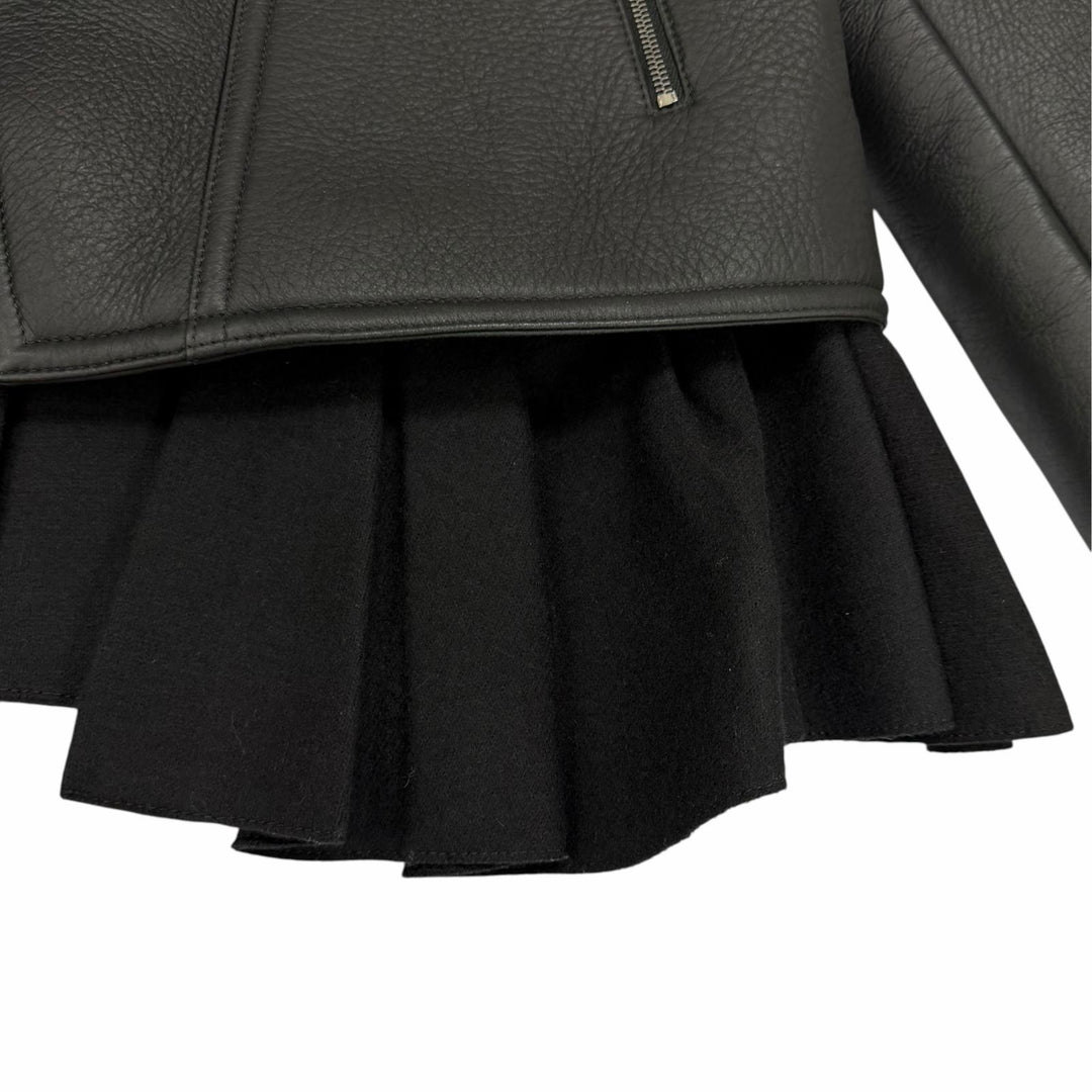 Excellent NEIL BARRETT Jacket Docking layered design black leather Women L