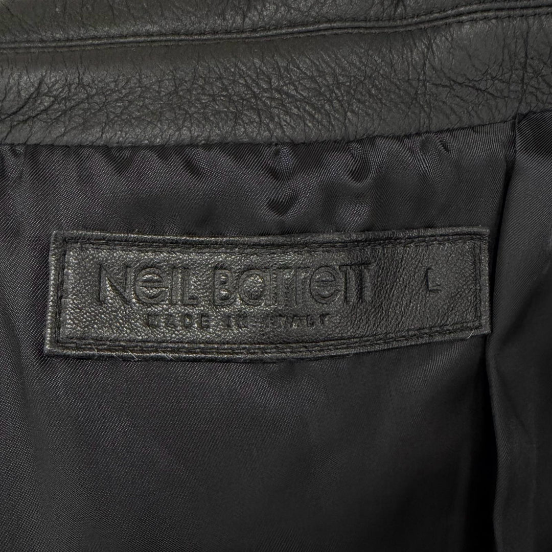 Excellent NEIL BARRETT Jacket Docking layered design black leather Women L