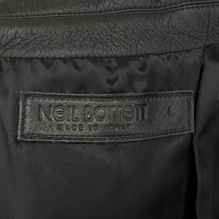Excellent NEIL BARRETT Jacket Docking layered design black leather Women L