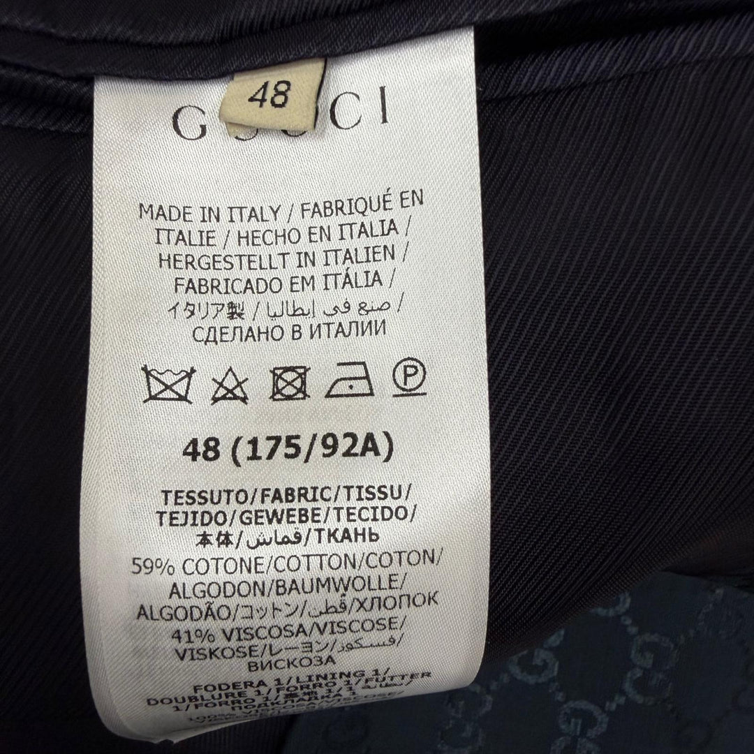 Excellent GUCCI tailored jacket GG pattern single Dark green cotton