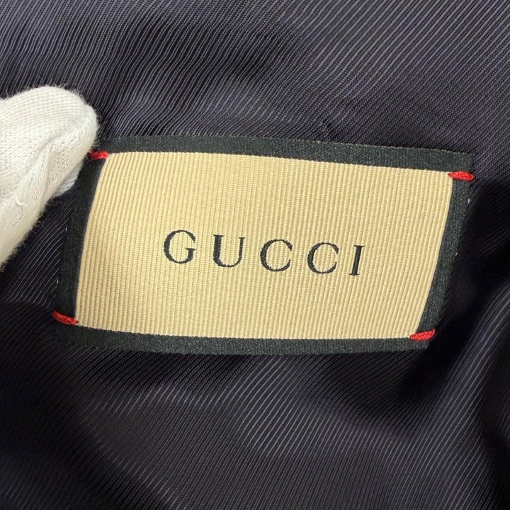 Excellent GUCCI tailored jacket GG pattern single Dark green cotton