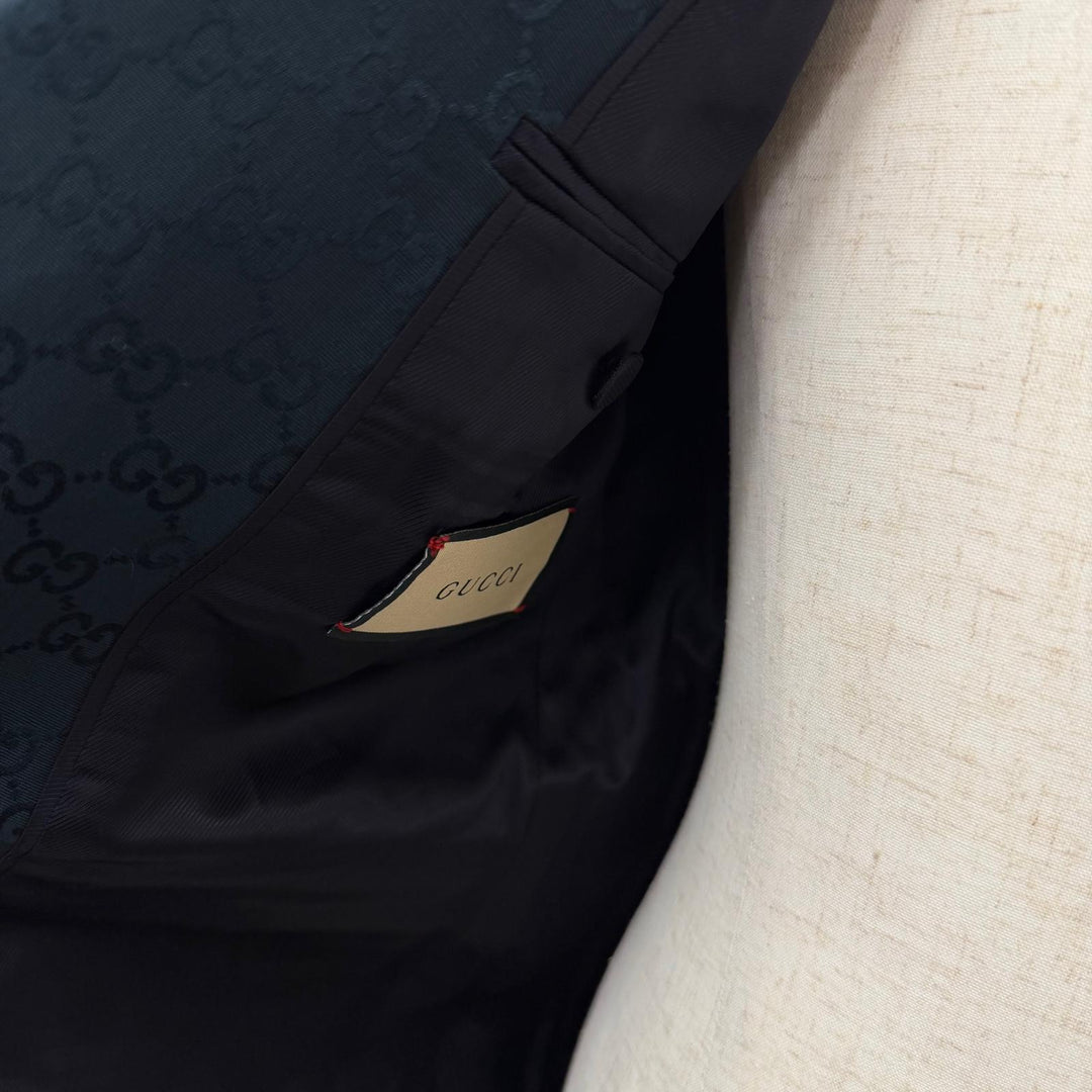 Excellent GUCCI tailored jacket GG pattern single Dark green cotton