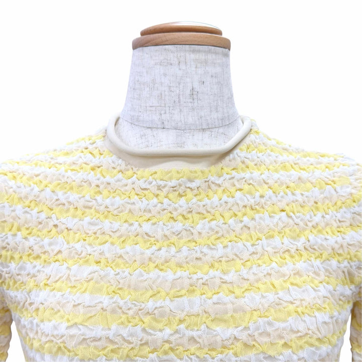 Pristine LOUIS VUITTON tops Monogram tag, border pattern, crinkle knit, XS