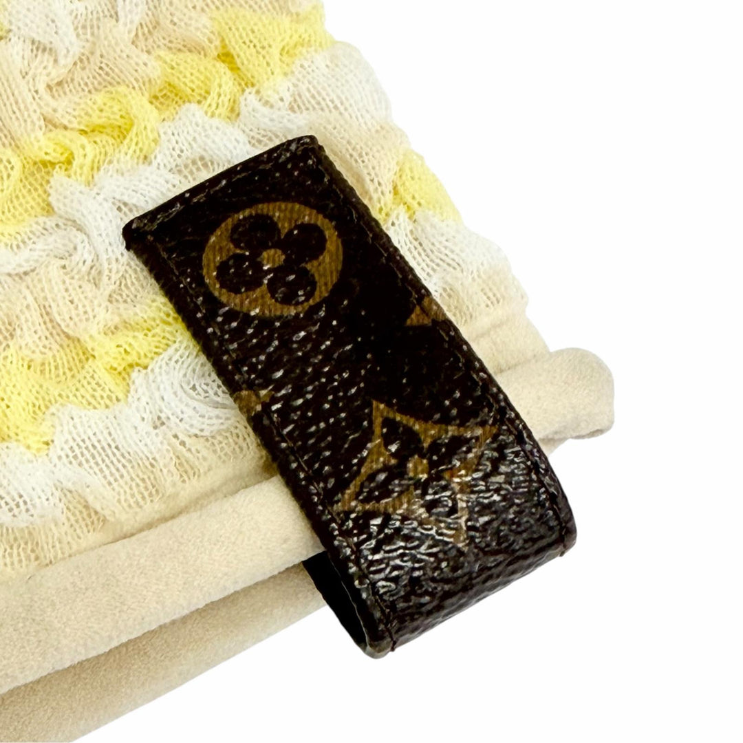 Pristine LOUIS VUITTON tops Monogram tag, border pattern, crinkle knit, XS