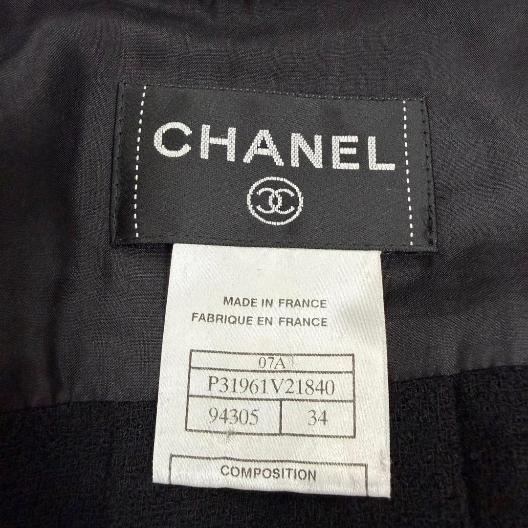 Excellent CHANEL one piece COCO Mark button logo belt tweed black 34 07A P31961