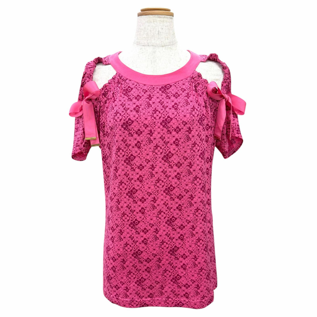 Pristine LOUIS VUITTON MURAKAMI Cosmic Blossom Ribbon-Detailed Top pink S