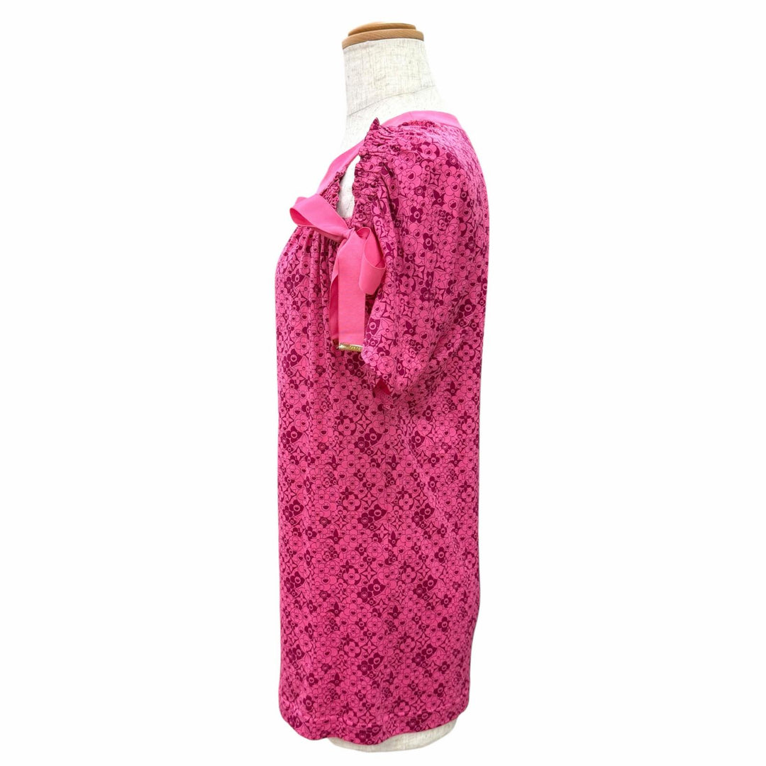 Pristine LOUIS VUITTON MURAKAMI Cosmic Blossom Ribbon-Detailed Top pink S