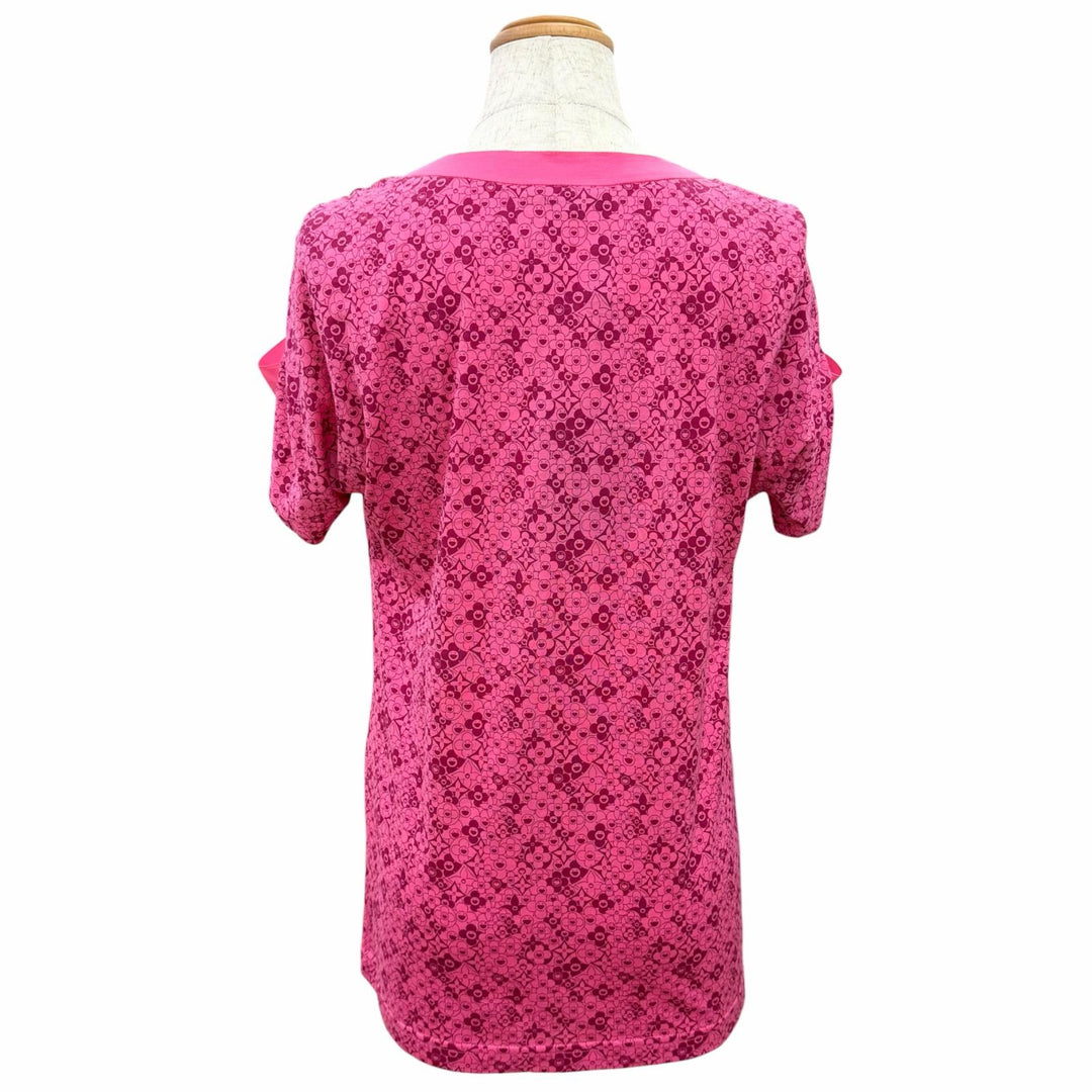 Pristine LOUIS VUITTON MURAKAMI Cosmic Blossom Ribbon-Detailed Top pink S