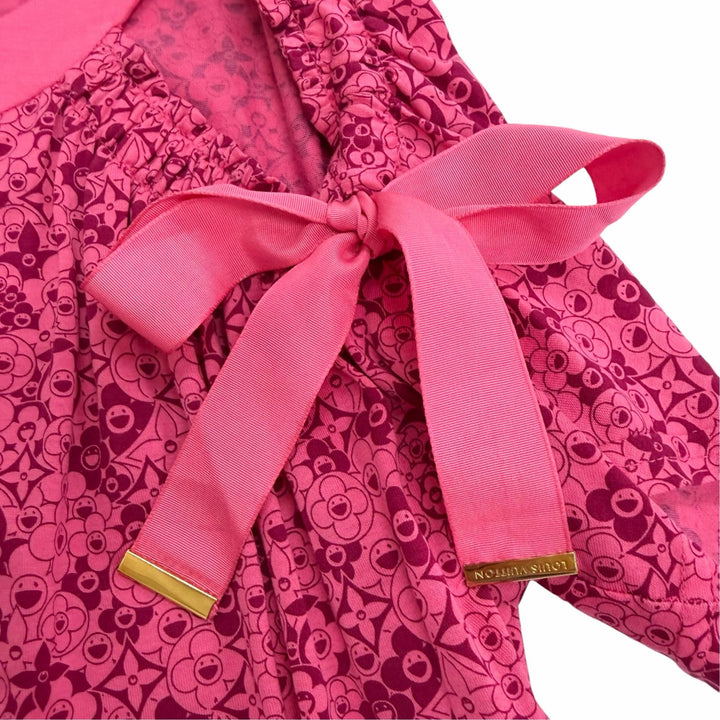 Pristine LOUIS VUITTON MURAKAMI Cosmic Blossom Ribbon-Detailed Top pink S