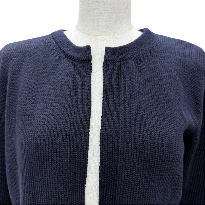 Great FOXEY NEW YORK cardigan Front-opening long-sleeved knit Dark navy 38 45271