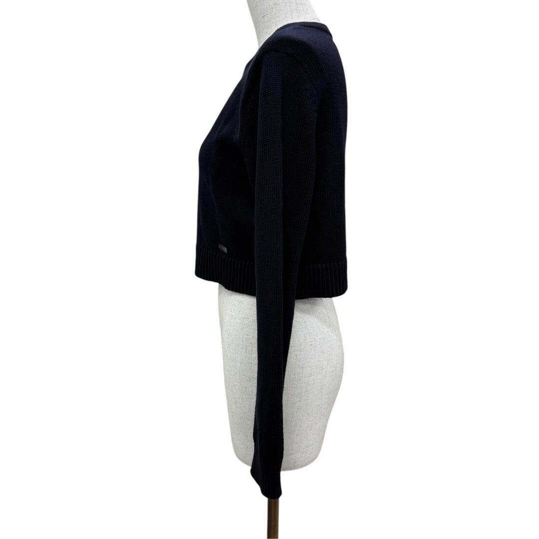 Great FOXEY NEW YORK cardigan Front-opening long-sleeved knit Dark navy 38 45271