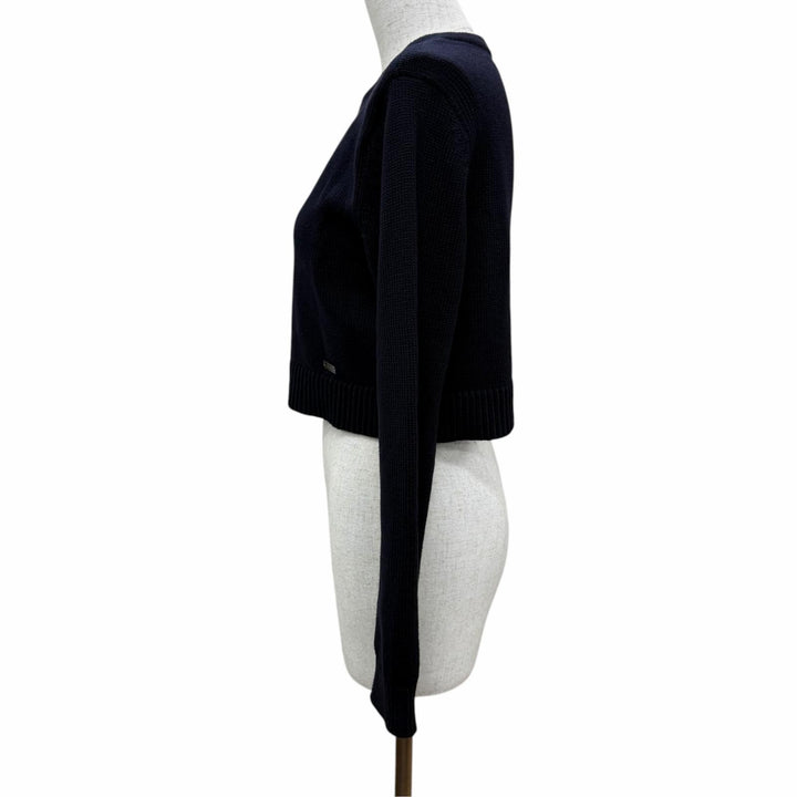 Great FOXEY NEW YORK cardigan Front-opening long-sleeved knit Dark navy 38 45271