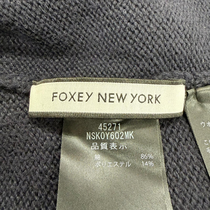 Great FOXEY NEW YORK cardigan Front-opening long-sleeved knit Dark navy 38 45271