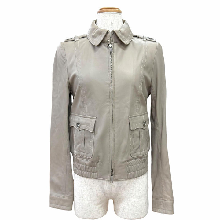 Excellent BURBERRY Blouson Italian leather zip-up lambskin jacket 40