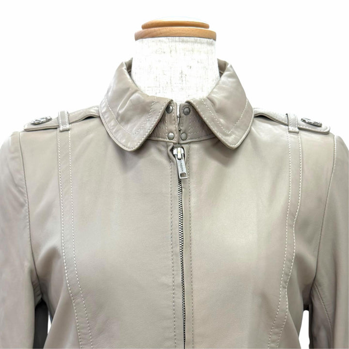 Excellent BURBERRY Blouson Italian leather zip-up lambskin jacket 40