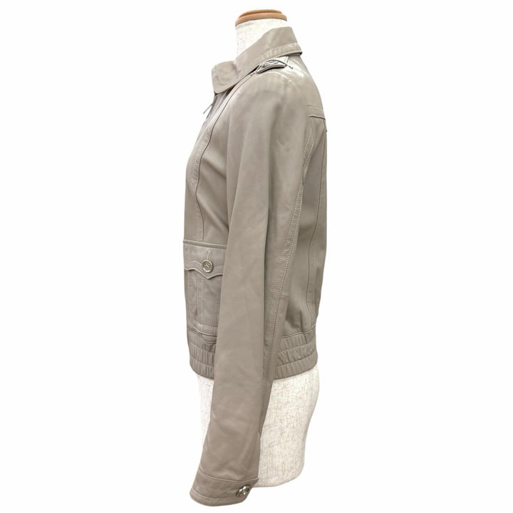 Excellent BURBERRY Blouson Italian leather zip-up lambskin jacket 40