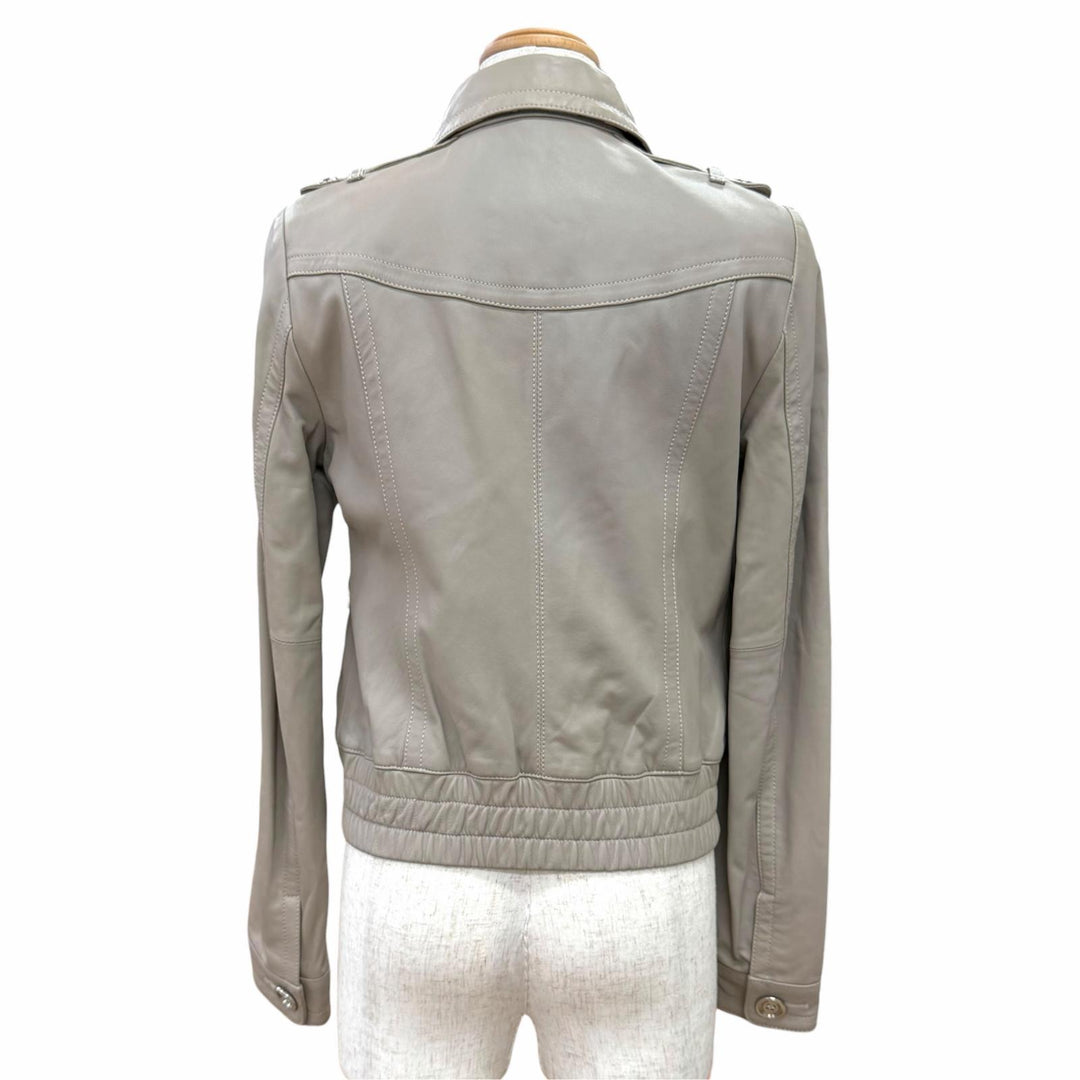 Excellent BURBERRY Blouson Italian leather zip-up lambskin jacket 40