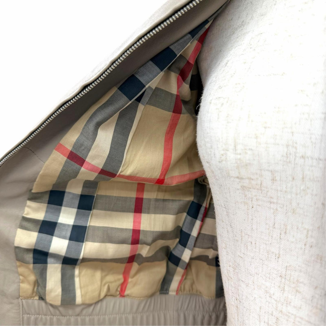 Excellent BURBERRY Blouson Italian leather zip-up lambskin jacket 40