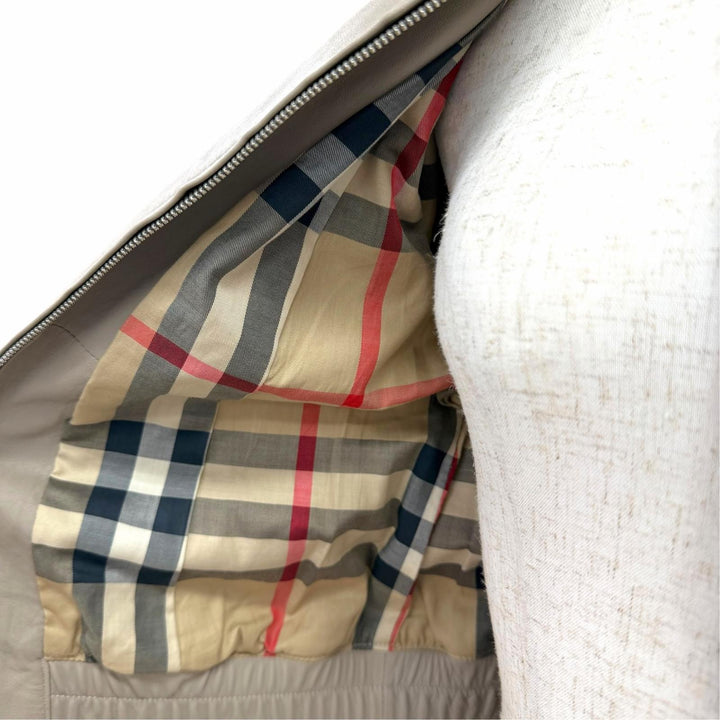Excellent BURBERRY Blouson Italian leather zip-up lambskin jacket 40