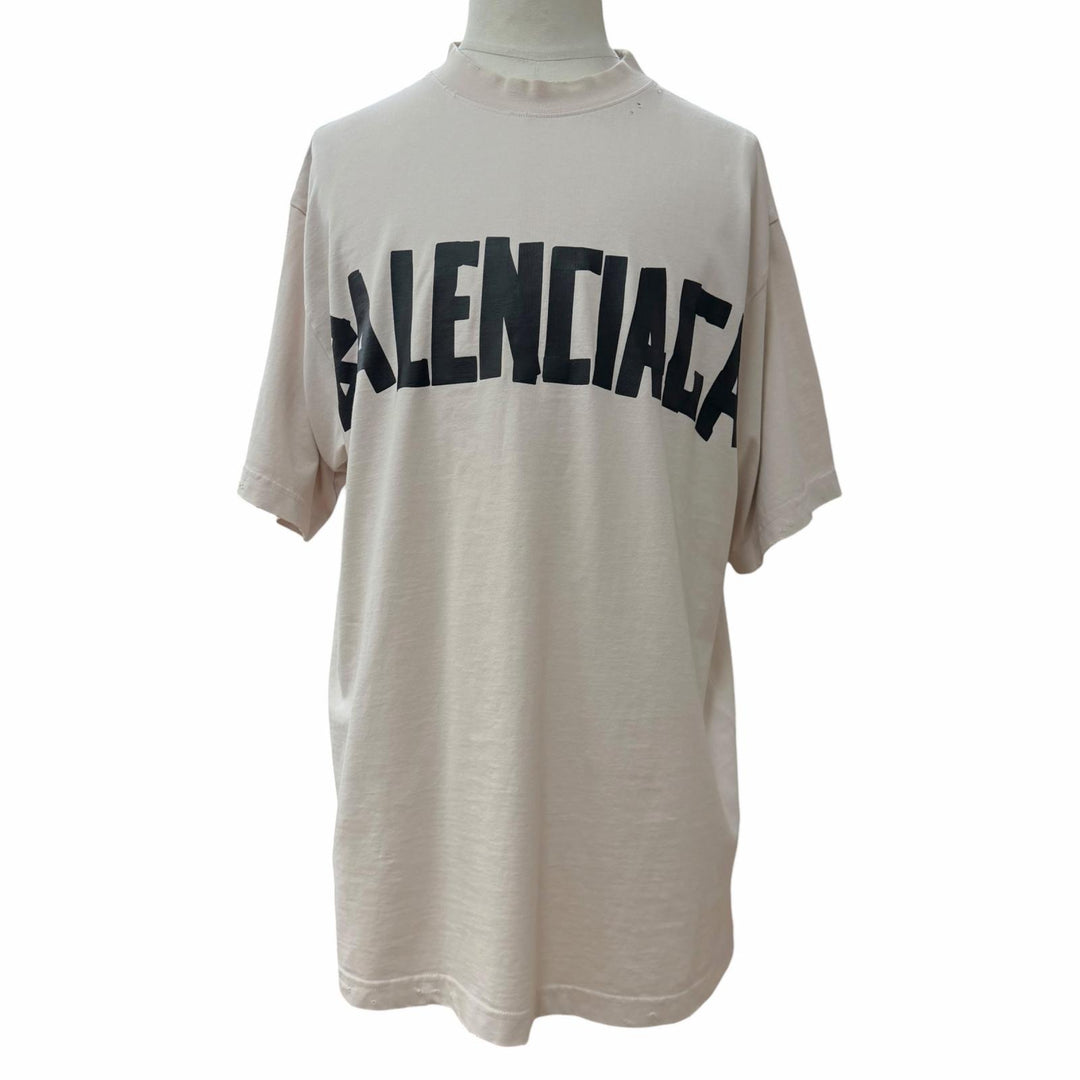 Excellent BALENCIAGA Short sleeve T-shirt Logo print Crew neck beige XS 739784