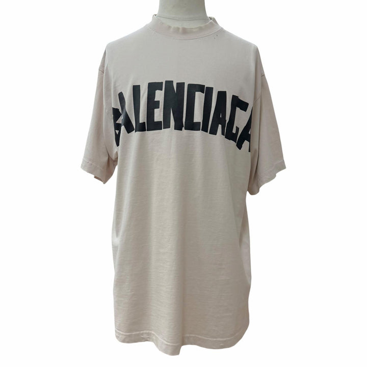 Excellent BALENCIAGA Short sleeve T-shirt Logo print Crew neck beige XS 739784