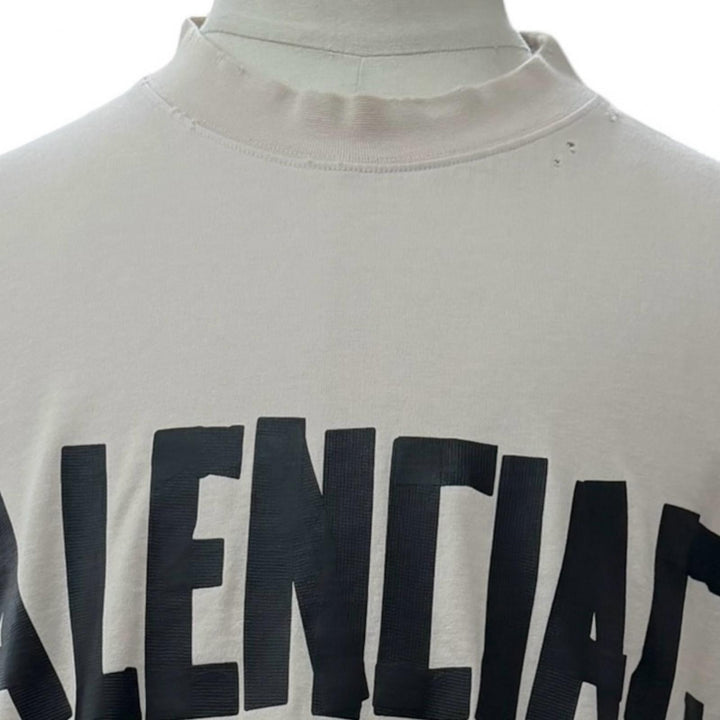 Excellent BALENCIAGA Short sleeve T-shirt Logo print Crew neck beige XS 739784
