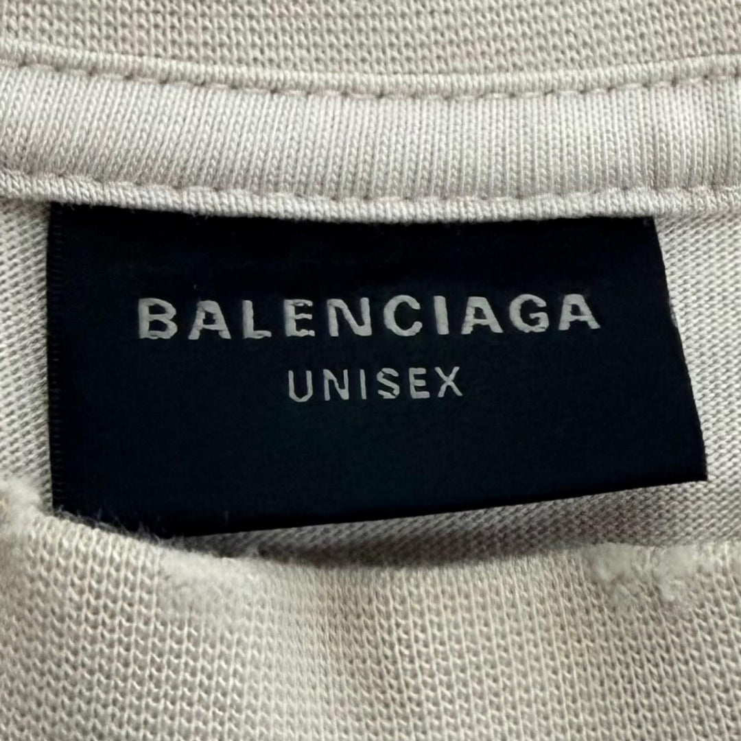 Excellent BALENCIAGA Short sleeve T-shirt Logo print Crew neck beige XS 739784