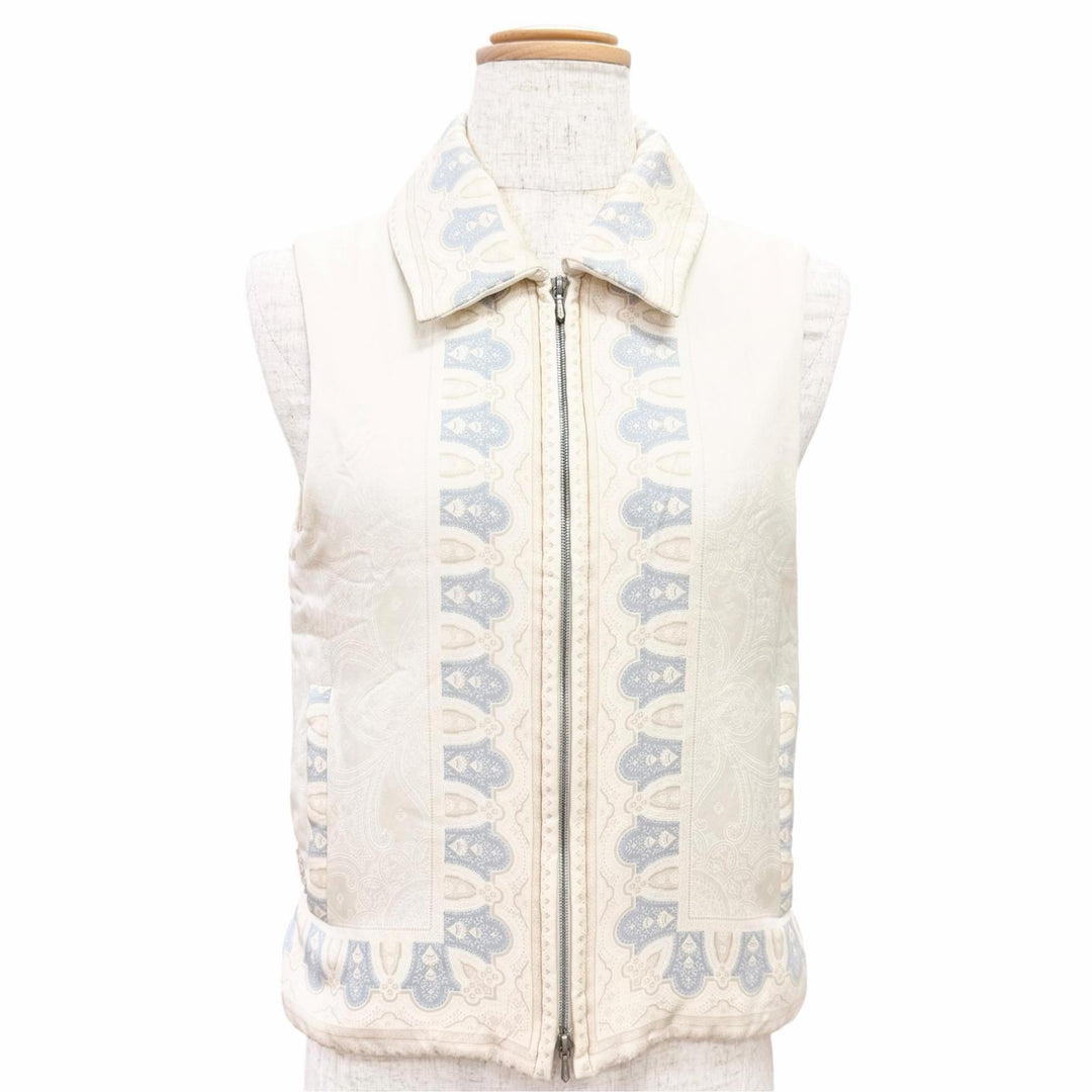 Great HERMES Best Margiela era zip-up padded jacket Ivory silk Women