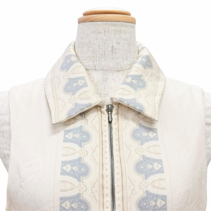 Great HERMES Best Margiela era zip-up padded jacket Ivory silk Women