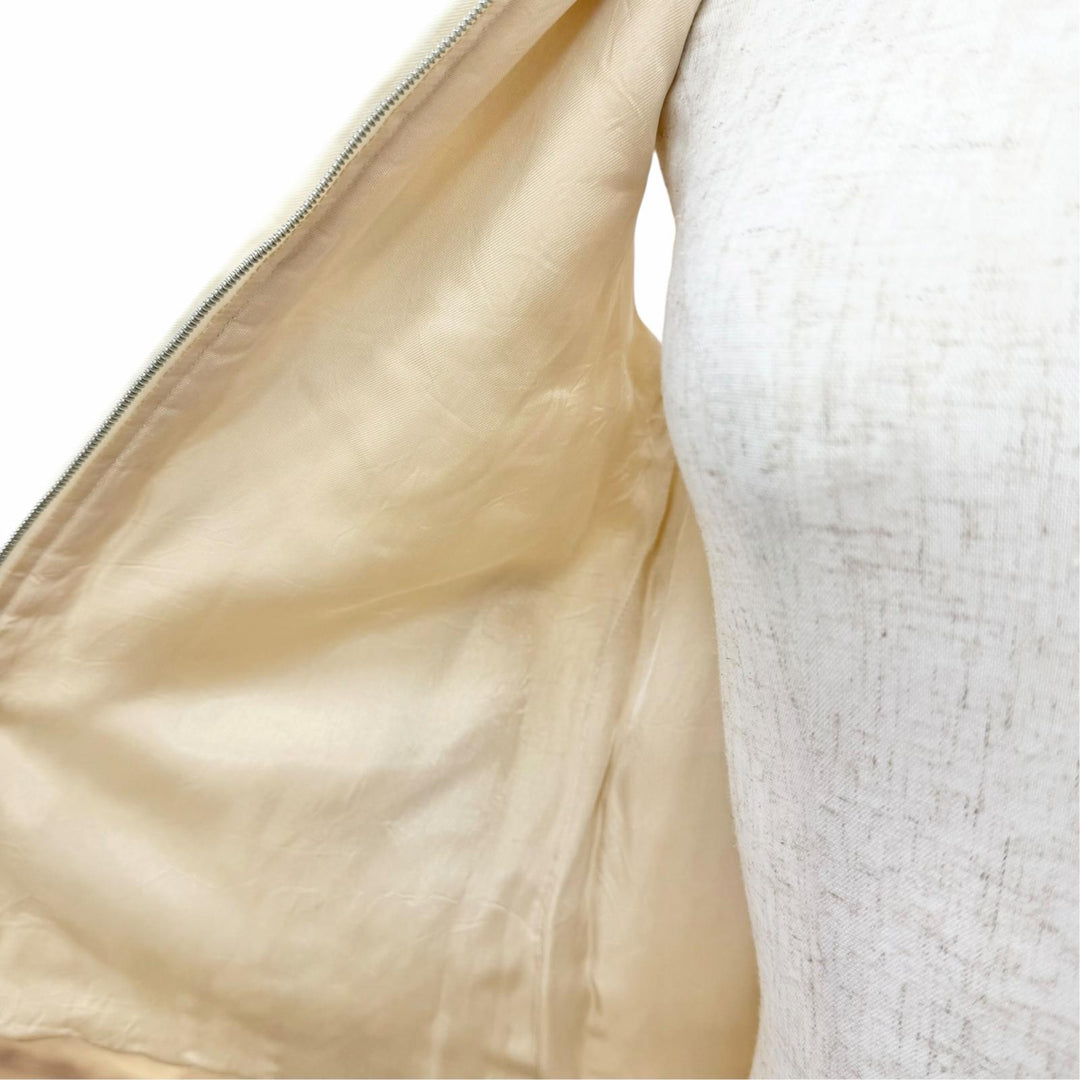 Great HERMES Best Margiela era zip-up padded jacket Ivory silk Women