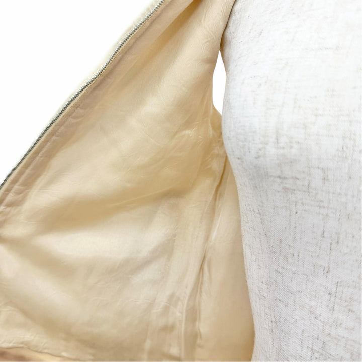 Great HERMES Best Margiela era zip-up padded jacket Ivory silk Women