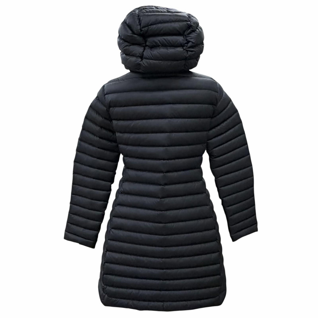Pristine MONCLER down coat IGELONG Logo patch Hooded black Nylon Women 00