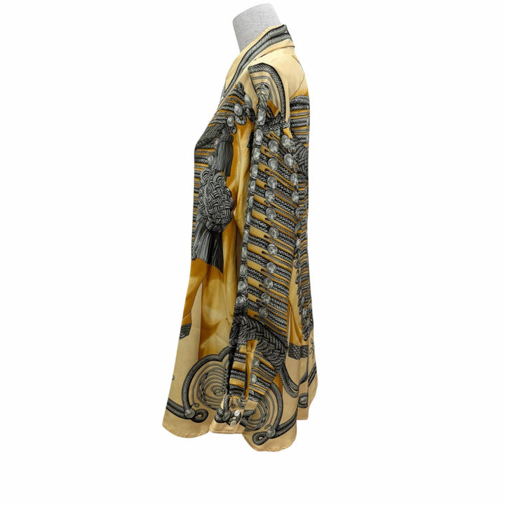 Very Good HERMES Long sleeve shirt BRANDEBOURGS Yellow silk 42