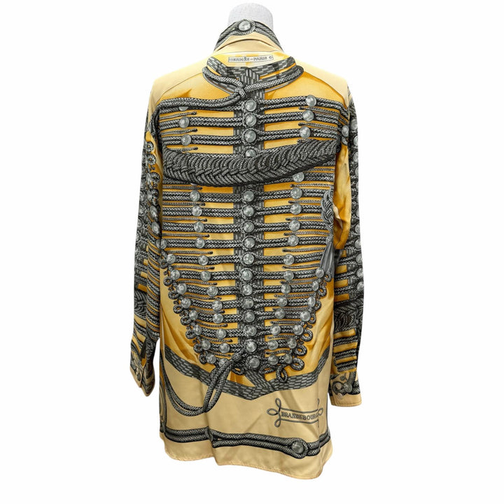 Very Good HERMES Long sleeve shirt BRANDEBOURGS Yellow silk 42