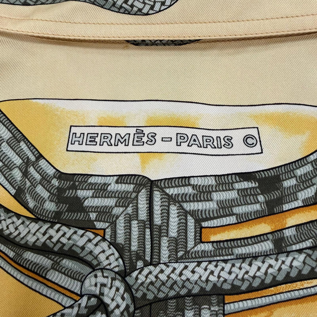Very Good HERMES Long sleeve shirt BRANDEBOURGS Yellow silk 42