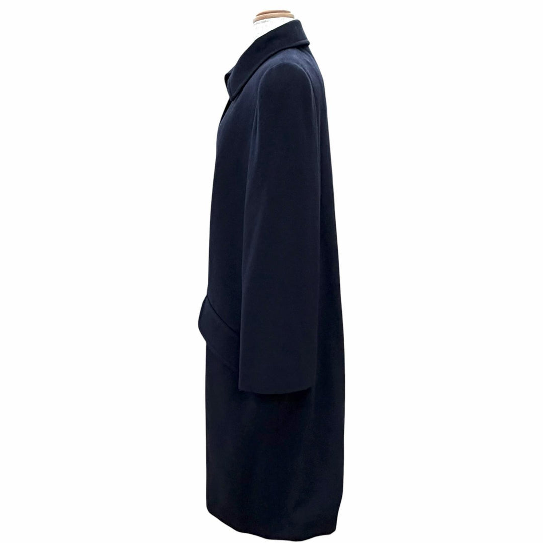 Excellent CHANEL coat Coco Gold Button Long Dark navy cashmere FR 38 96A P08340