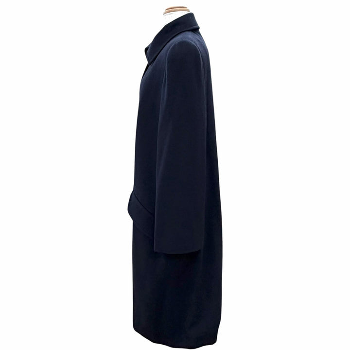 Excellent CHANEL coat Coco Gold Button Long Dark navy cashmere FR 38 96A P08340