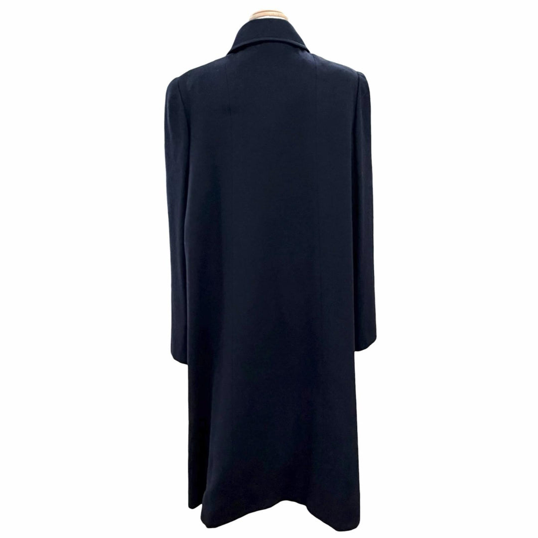 Excellent CHANEL coat Coco Gold Button Long Dark navy cashmere FR 38 96A P08340