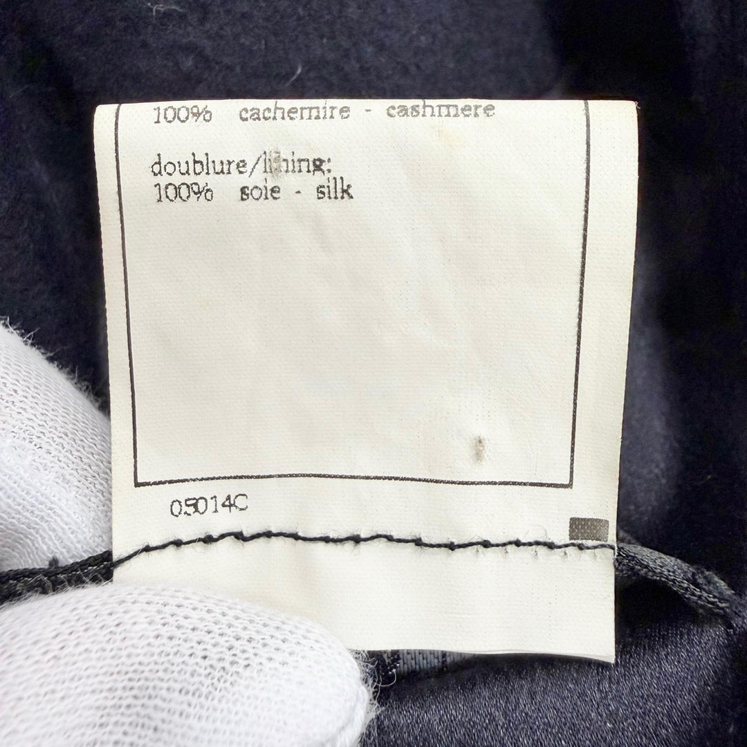 Excellent CHANEL coat Coco Gold Button Long Dark navy cashmere FR 38 96A P08340