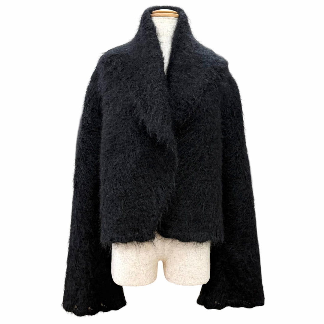 Excellent HERMES Jacket Gaultier era mohair knit jacket/blouson black mohair