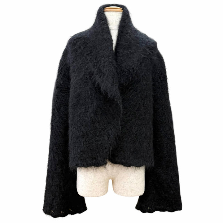 Excellent HERMES Jacket Gaultier era mohair knit jacket/blouson black mohair